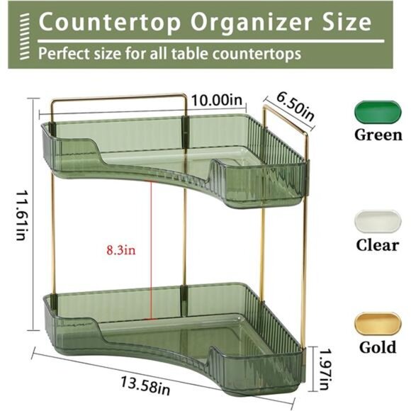 2-Tier Corner Bathroom Counter Organizer – Classic Storage Shelf for Makeup - Picture 4 of 7